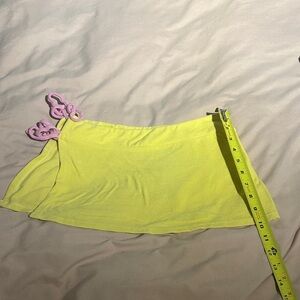 Yellow Mini Skirt with Pink side ties. Purchased from beach bunny site